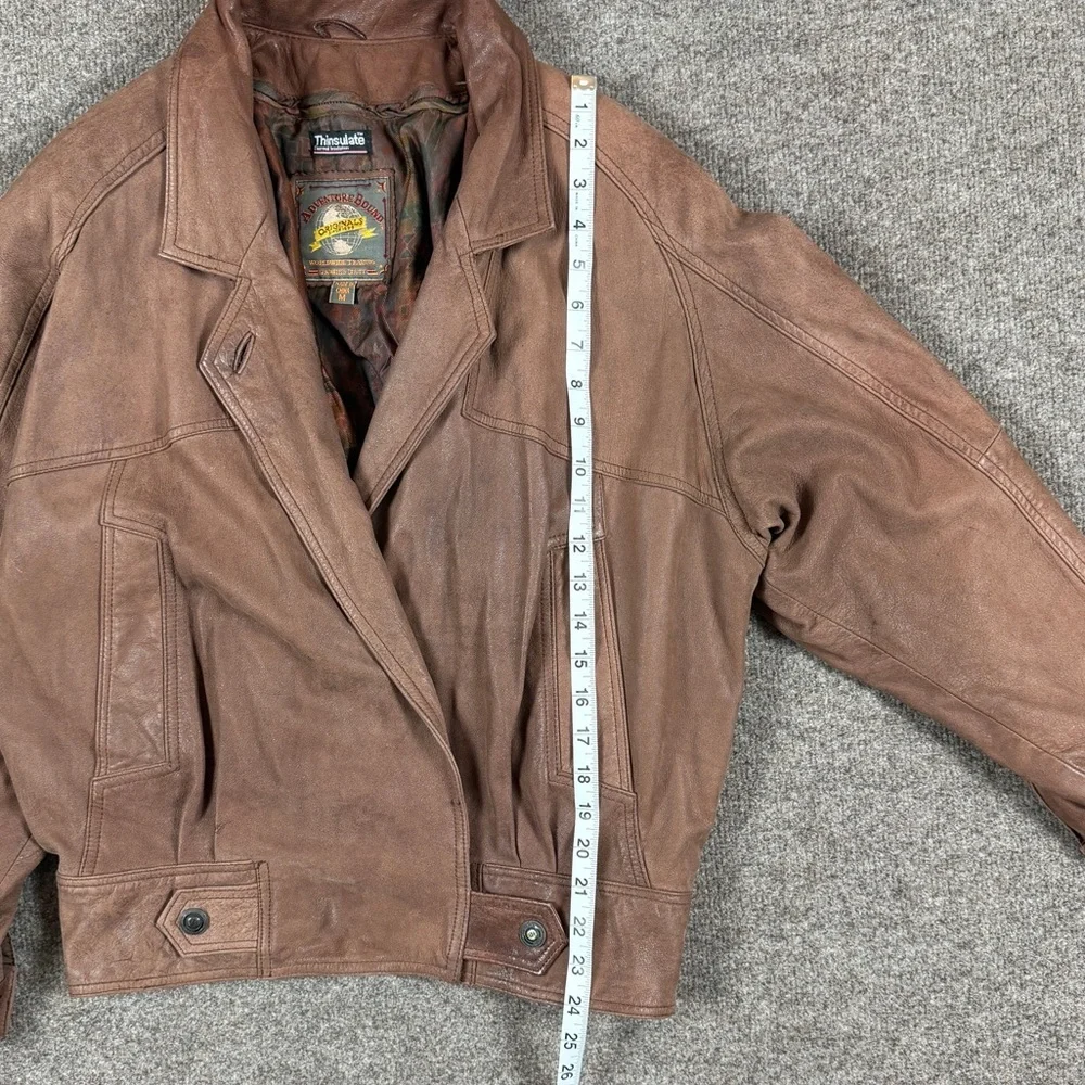 Vintage 90s Wilsons Adventure Bound Brown Genuine Leather Bomber Jacket Womens M - Picture 10 of 11